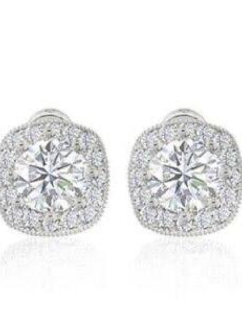 NEW Zaxie by Stephanie Taylor Cushion Cut Halo Stud Earrings
